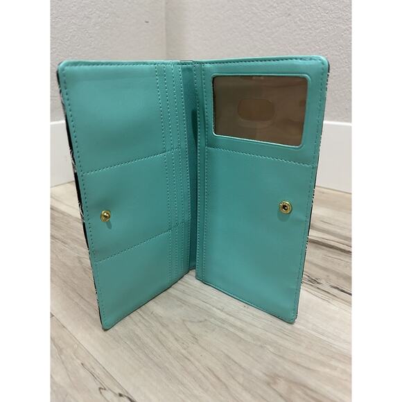 Sheng Tong Zebra Wallet Black/White/Aqua 4.5x8x1 - Picture 3 of 6